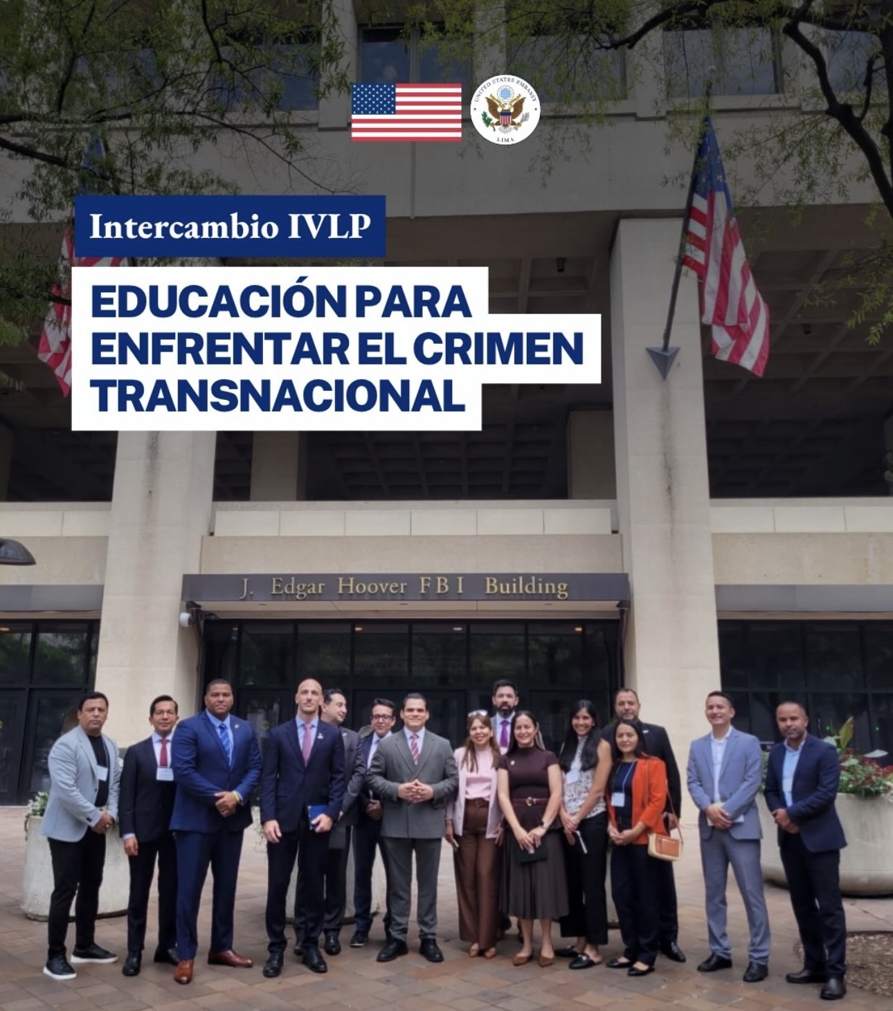 Participantes del International Visitor Leadership Program 2026 durante una jornada del proyecto Regional Collaboration to Combat Transnational Crime en Estados Unidos.